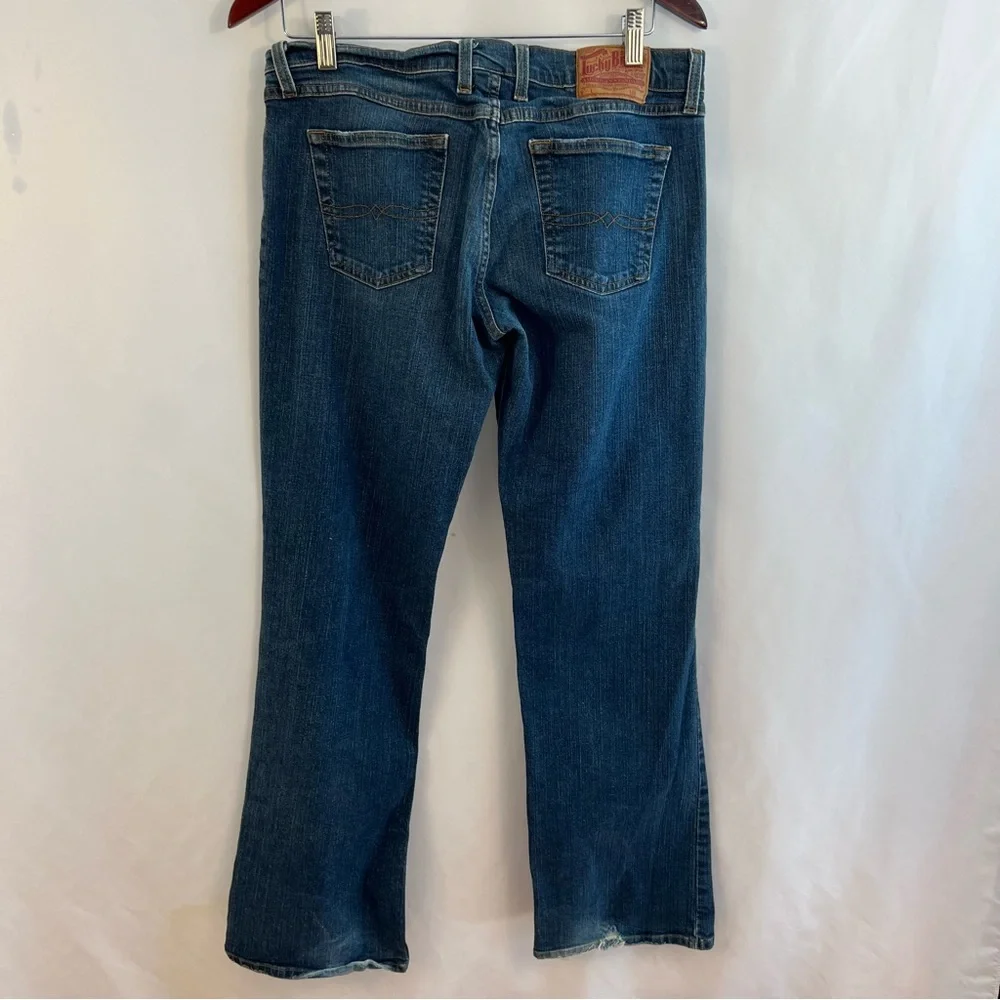Lucky Brand Dungarees Jeans Mid Rise Flare Denim Women Jeans 10/30 Reg Dark Wash